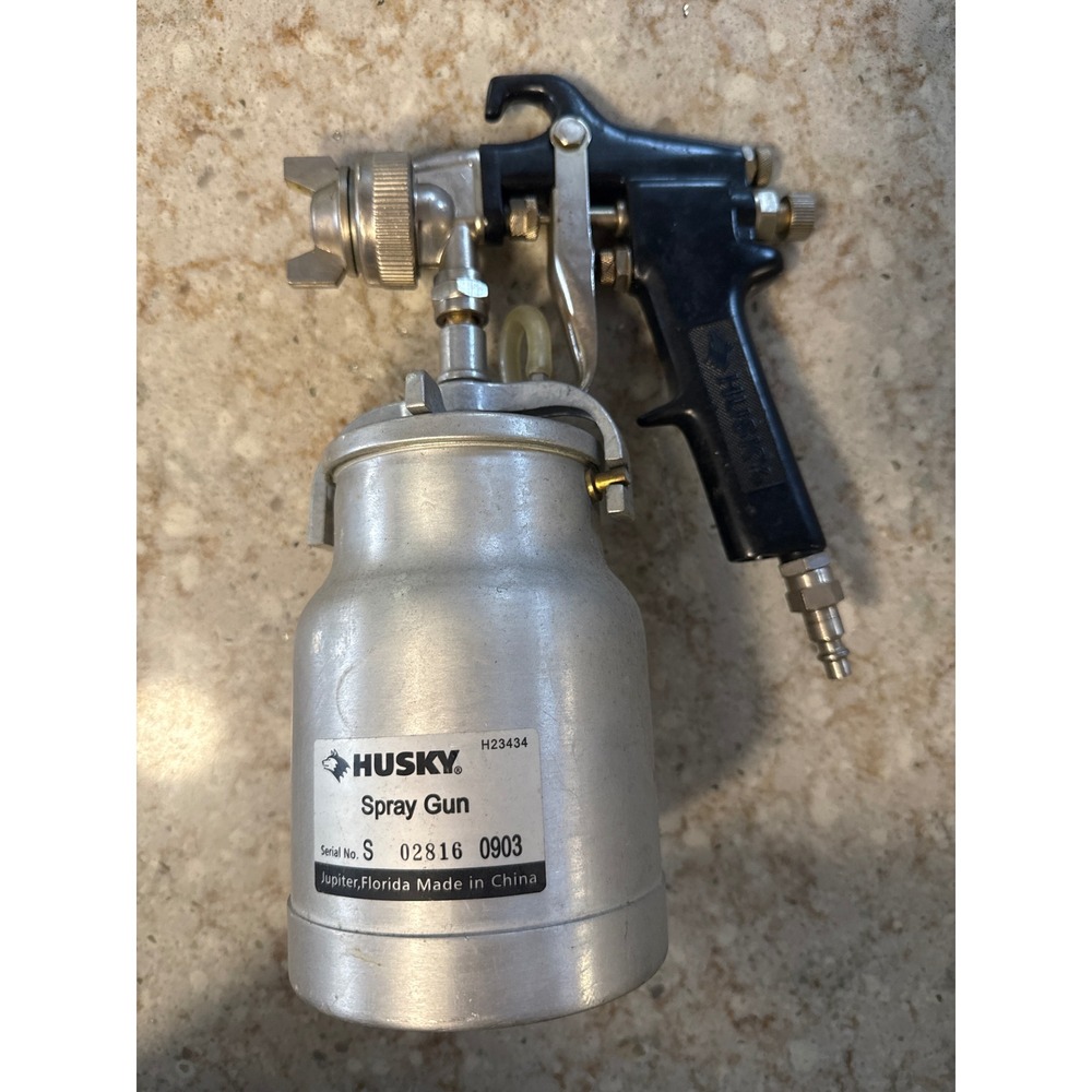 Husky H23434 Siphon Feed Air Spray Gun with Aluminum Canister Silver Black